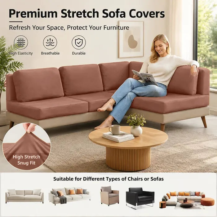 Stretch Sofa Cushion Covers Set (4 / 8 / 12/ 16 PCS)