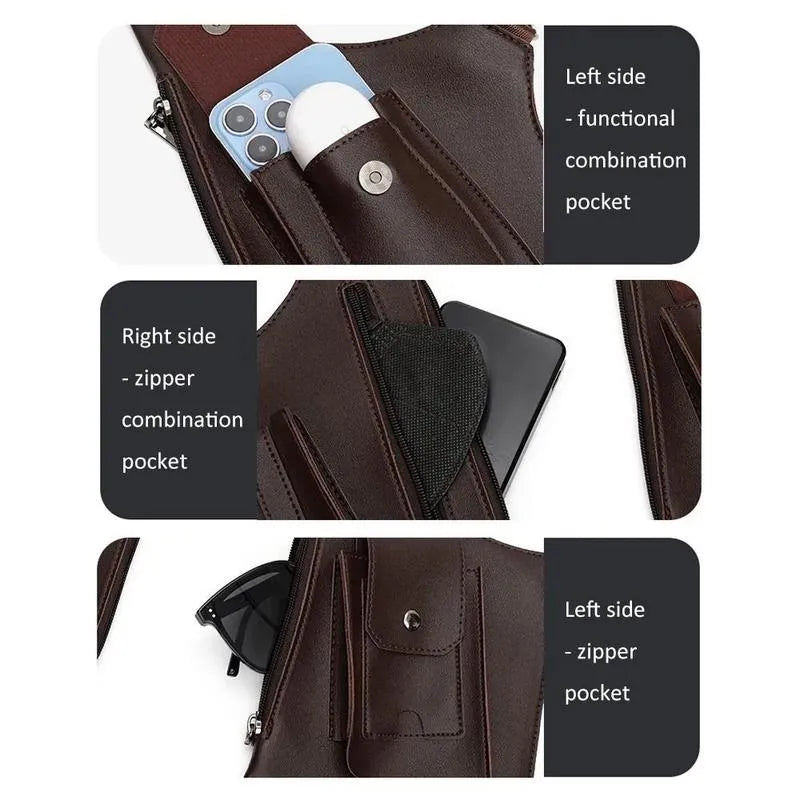 Premium Leather Adjustable Underarm Shoulder Bag for Men & Women