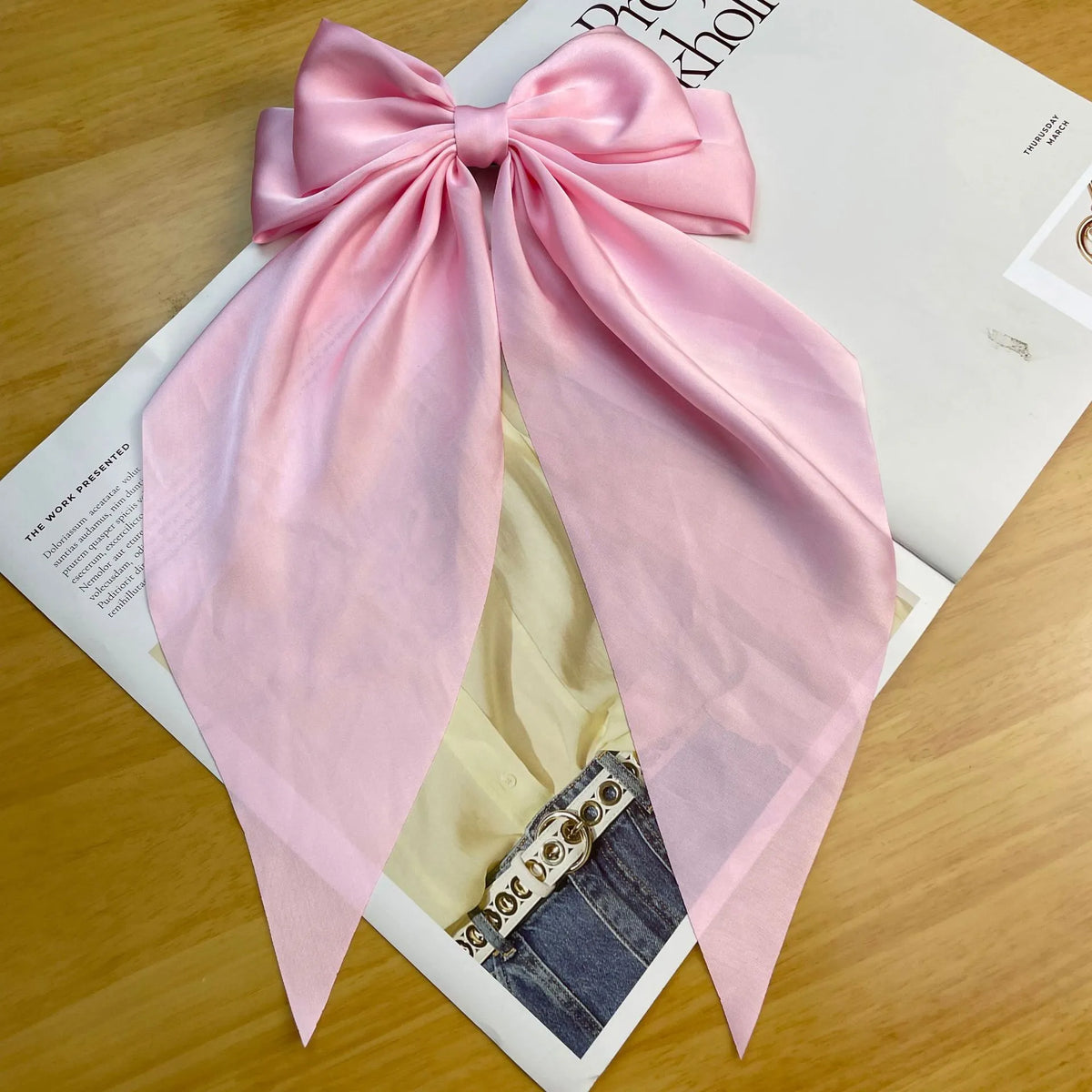 💥Flash Sale🔥Large Bow Hair Clip for Women – Wedding & Everyday Ponytail Accessory with Long Tail