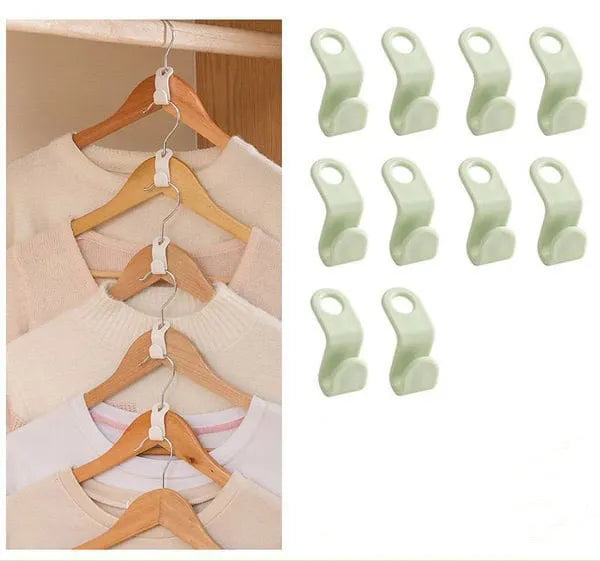 Space-Saving Clothes Hanger Connector Hooks