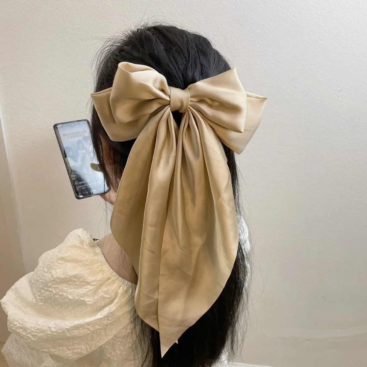 💥Flash Sale🔥Large Bow Hair Clip for Women – Wedding & Everyday Ponytail Accessory with Long Tail