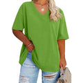 Women's Plus Size V Neck T Shirts Summer Half Sleeve Tees Casual Loose Polyester-Spandex Tunic Tops