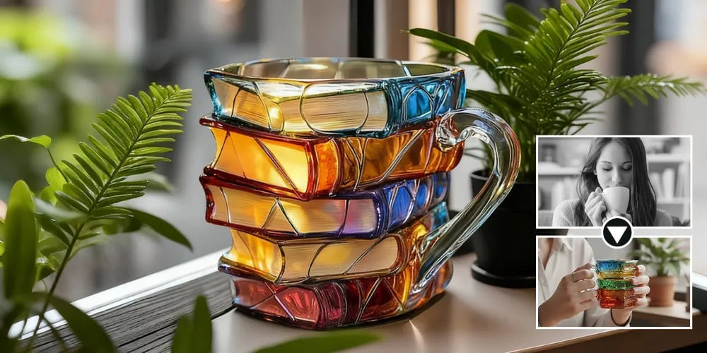 Artisan Book-Pattern Hand-Painted Mug