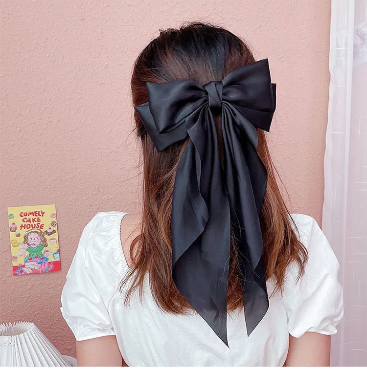 💥Flash Sale🔥Large Bow Hair Clip for Women – Wedding & Everyday Ponytail Accessory with Long Tail