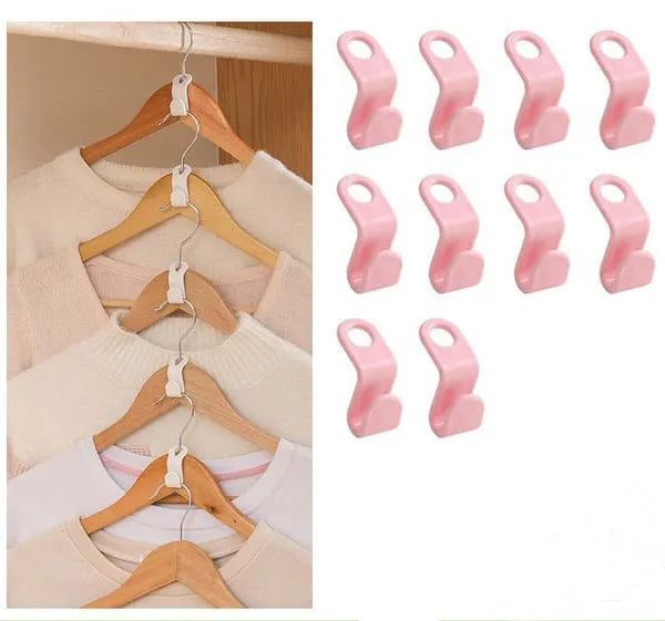 Space-Saving Clothes Hanger Connector Hooks