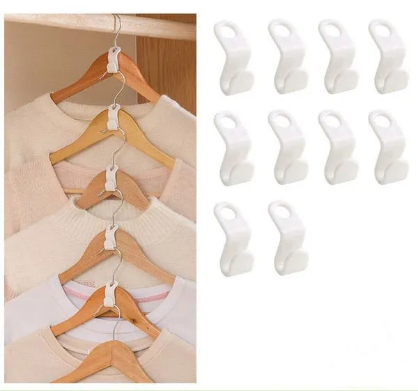 Space-Saving Clothes Hanger Connector Hooks