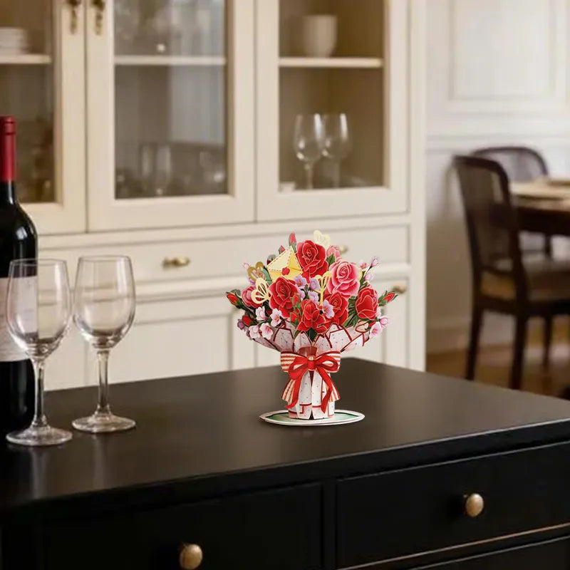 💌2-in-1 Gift & Décor for Every Moment🌸3D Flower Bouquet Pop Up Card