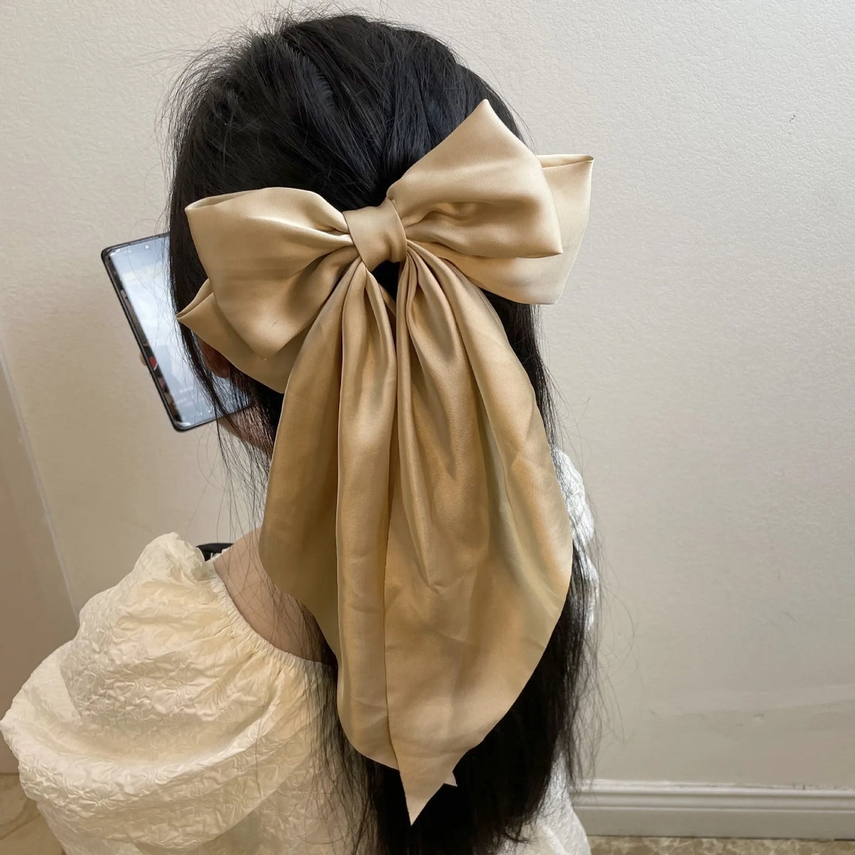💥Flash Sale🔥Large Bow Hair Clip for Women – Wedding & Everyday Ponytail Accessory with Long Tail